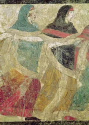 Ritueller Begräbnistanz, Detail von zwei Frauen (Detail)